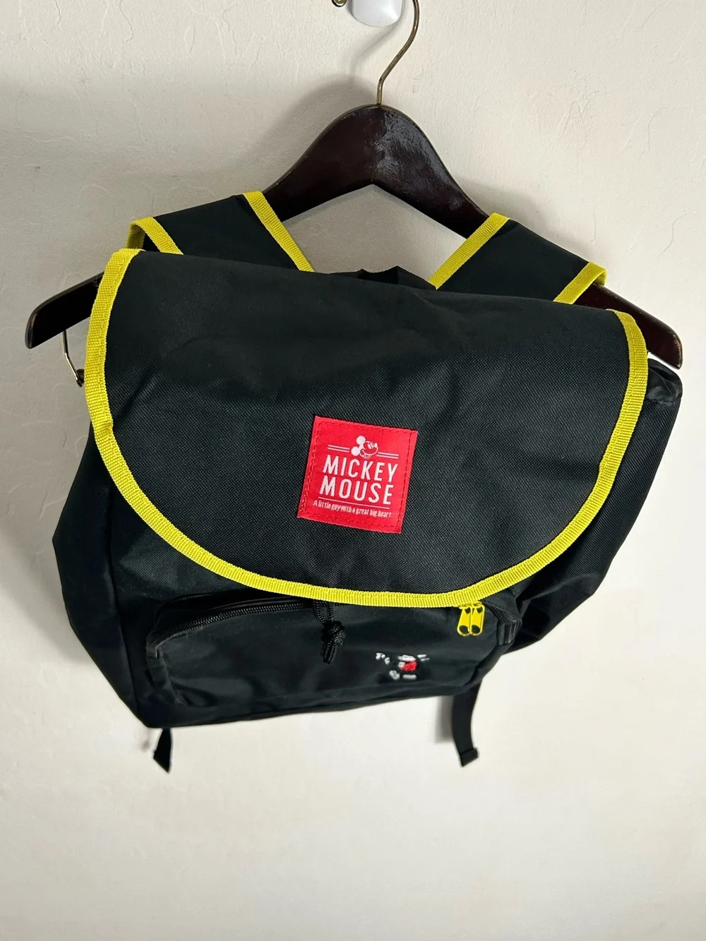 Disney Black Backpack with Yellow Trim - Mickey Mouse Patch